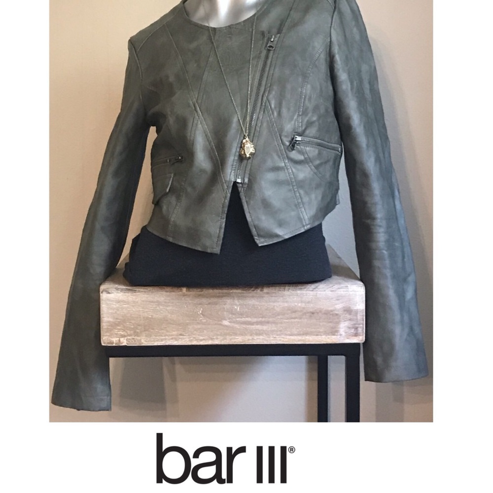 Bar III Olive Green Moto Jacket